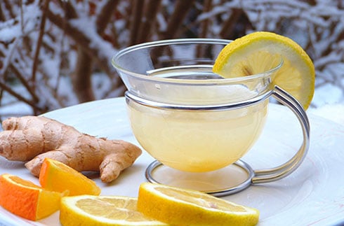 lemon-tea-and-ginger on table